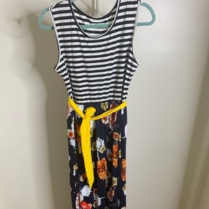 Floral Striped Maxi Dress w/ Pockets